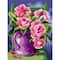 Orchidea Needlepoint Canvas For Halfstitch Without Yarn Roses In A Purple Jug - Printed Tapestry Canvas